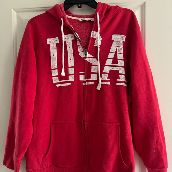 Old Navy Red USA Zip-Up Hoodie Sweatshirt XXL - Picture 1 of 1